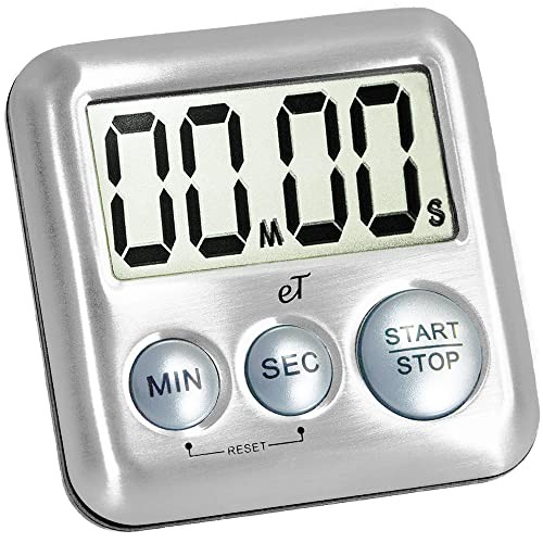 Digital Kitchen Timer Stainless Steel - - Strong Magnetic Back - Silver