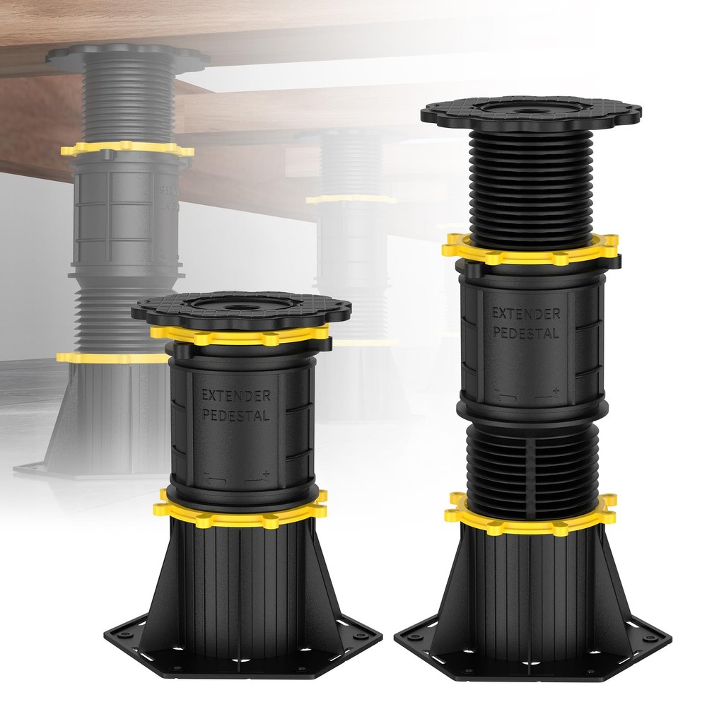 2 PCS Adjustable Height Bed Support Legs 8.5-13 Inch Black Plastic Frame