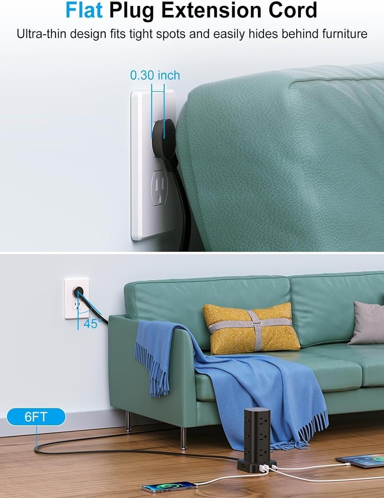 vertical Power Strip Tower with Multiple Outlets