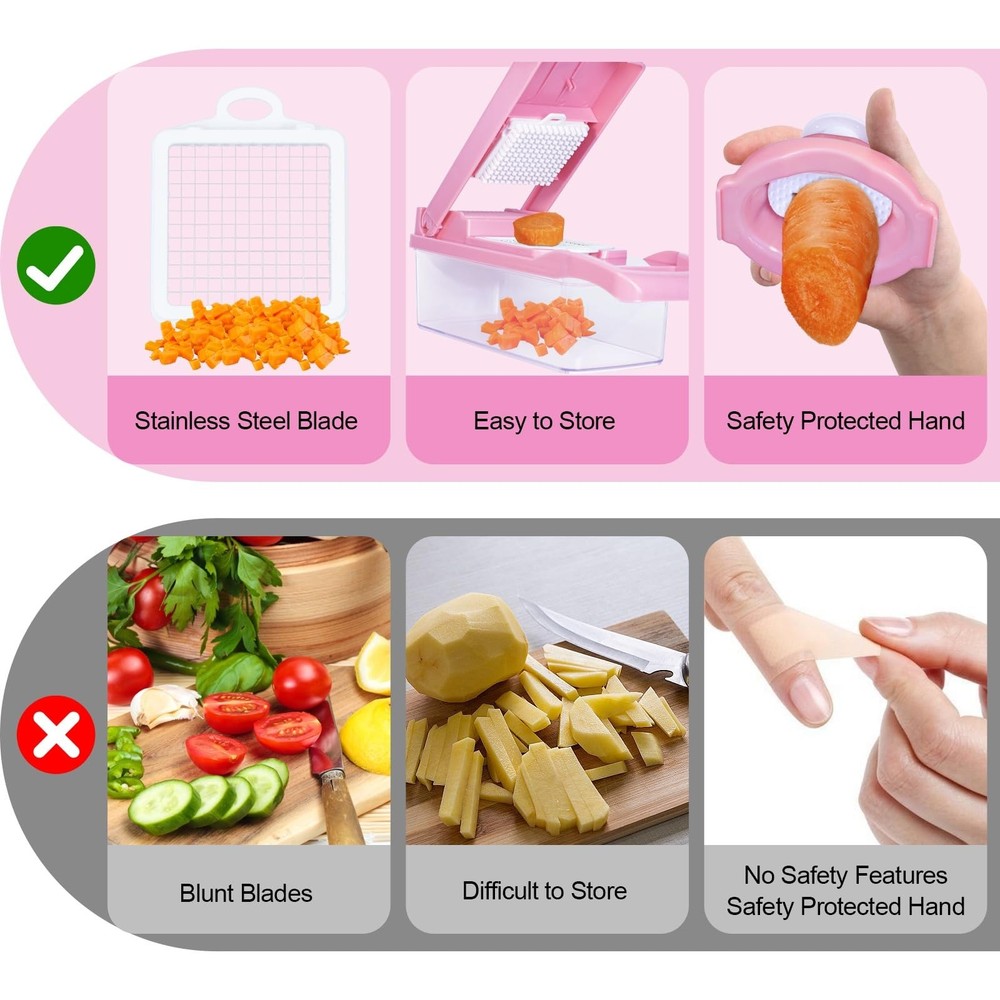 16-in-1 Vegetable Chopper & Mandoline Slicer with Container, Multifunctional ...