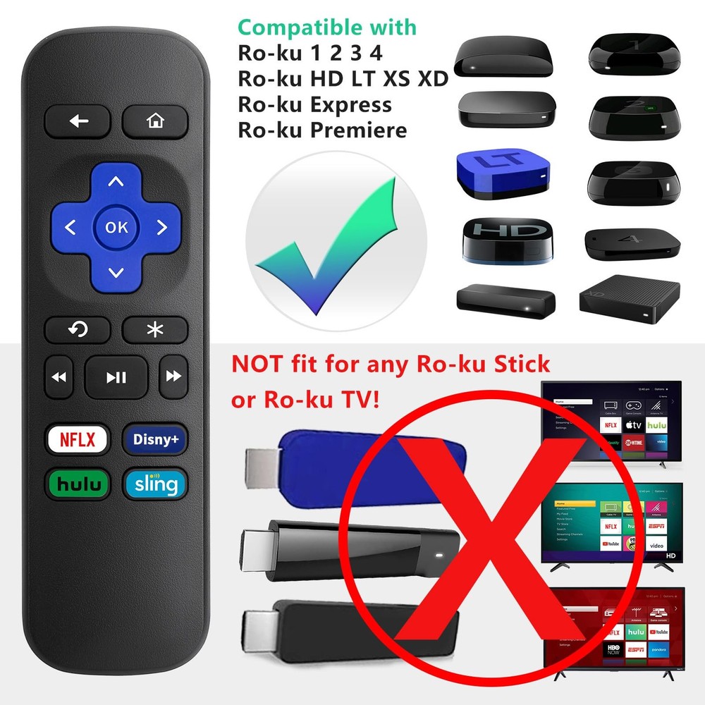 (2 Pack) Replacement Remote Control for Roku Player (2-Pack),