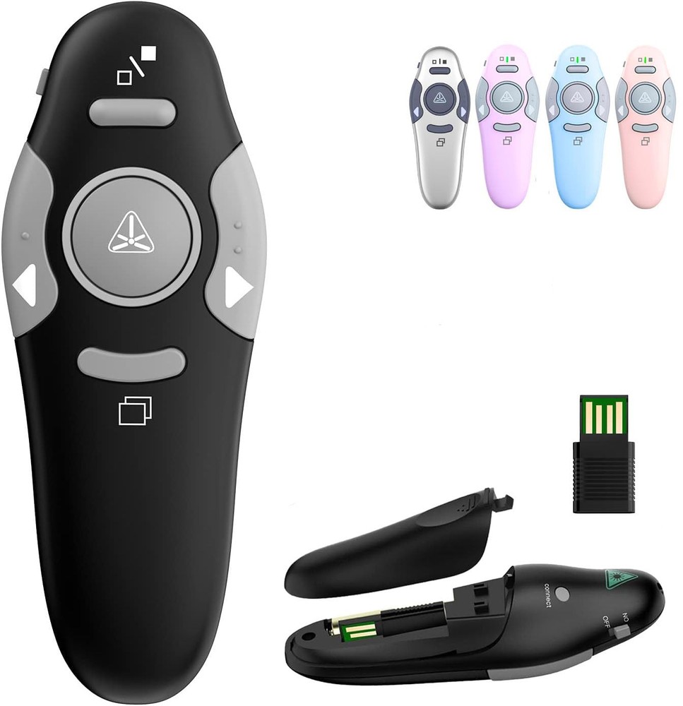QUI Presentation Clicker Wireless Presenter Remote S(USB A), Black