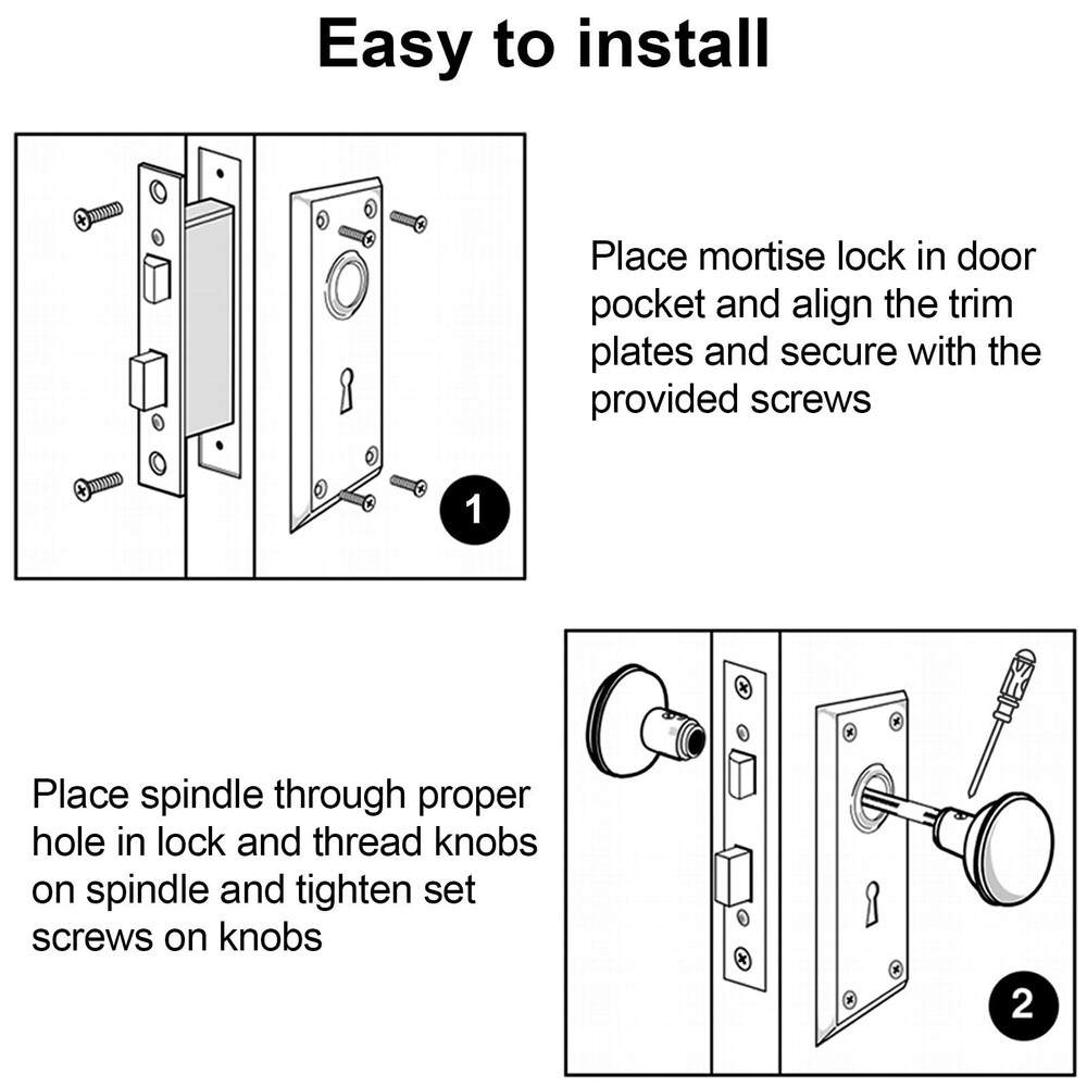 Antique Interior Door Knobs Mortise Lock Set with Skeleton Key Locks, Vintage...