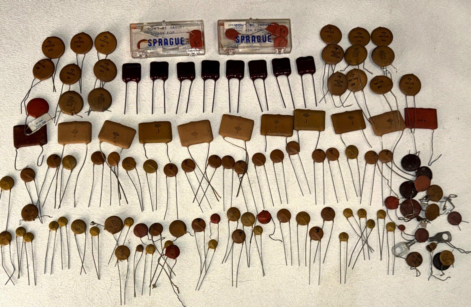 Assorted Lot of 100+ Ceramic Disc Capacitors - Variety Values, Power & Brands