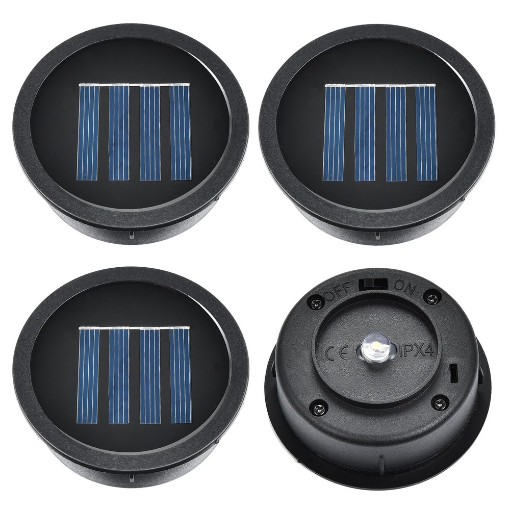 ELUTENG Solar Light Replacement Top 4 Pack (Top Size 2.76 2.76inch, Black