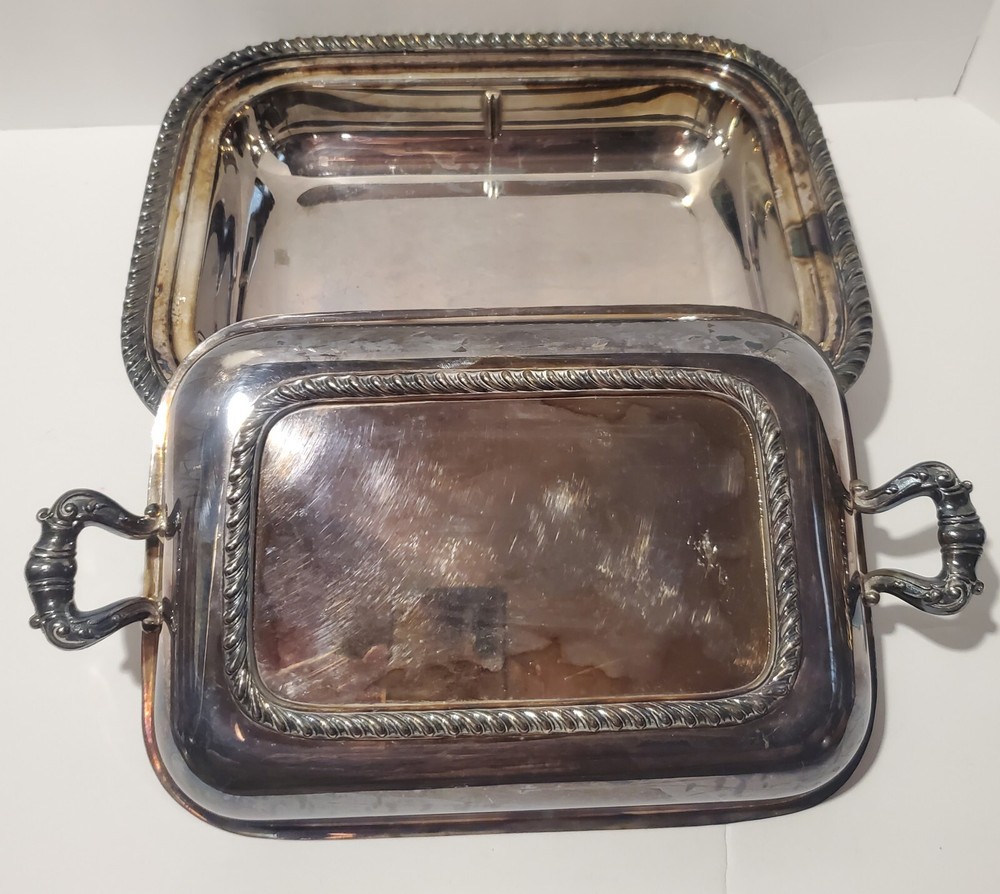 Vintage Claw Footed Silverplate Covered Serving Tray Chafing Dish