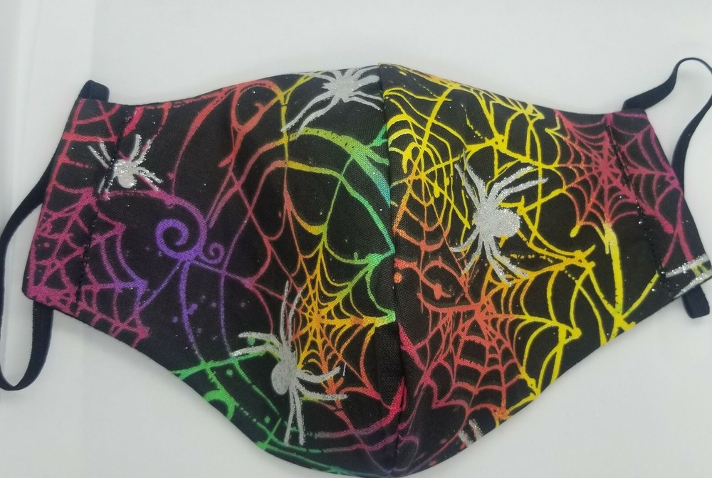 2 Pk- Colorful Glittery Spiders Facemask