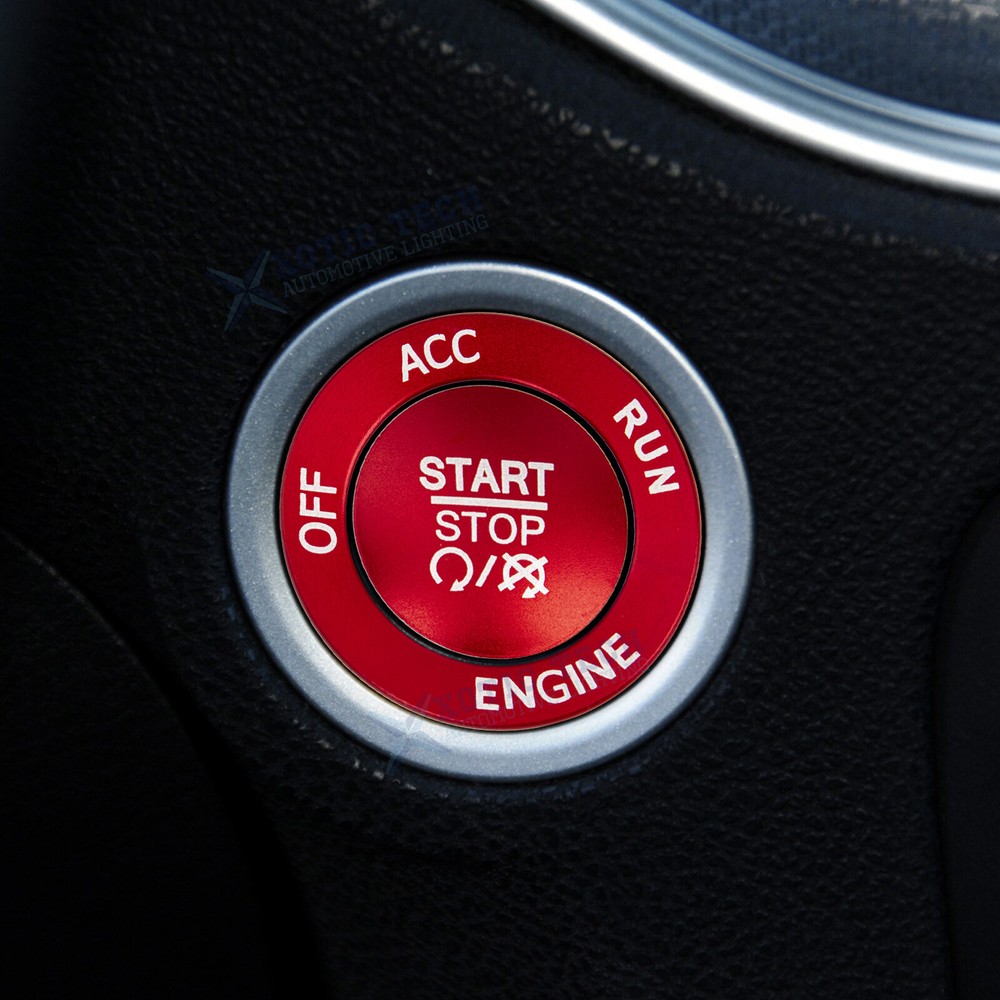 Red Engine Push Start Button & Surrounding Ring Fit Dodge Charger Challenger 10+
