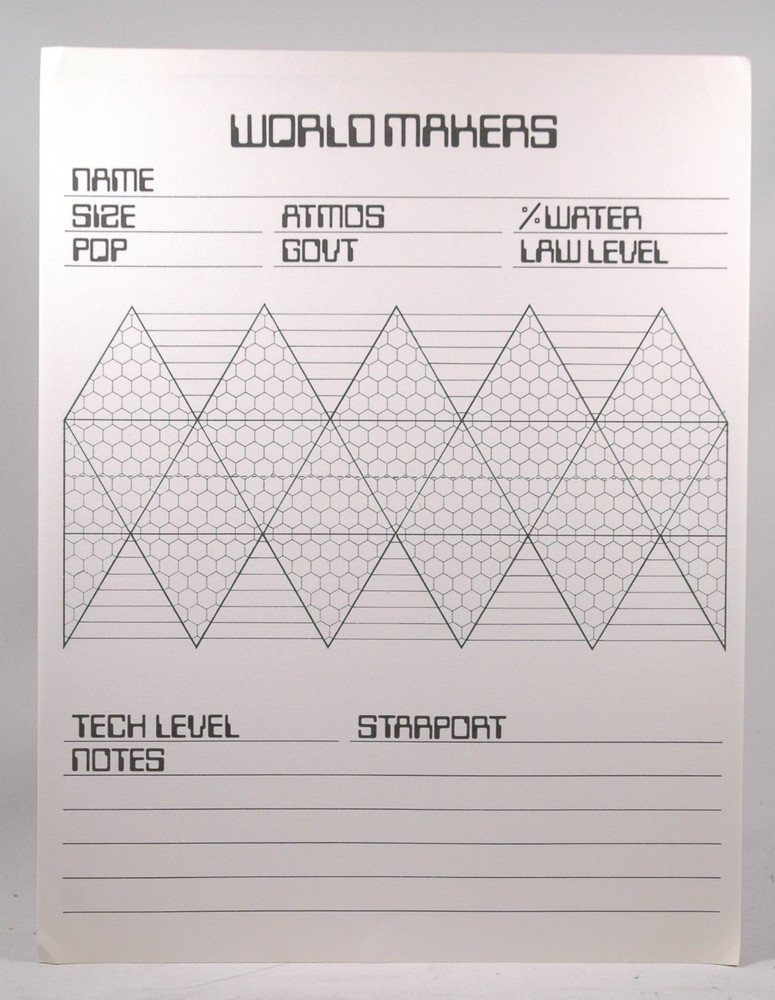 Traveller/Sci Fi RPGs World Makers Tear Away Map Sheet Shield Laminating Generic