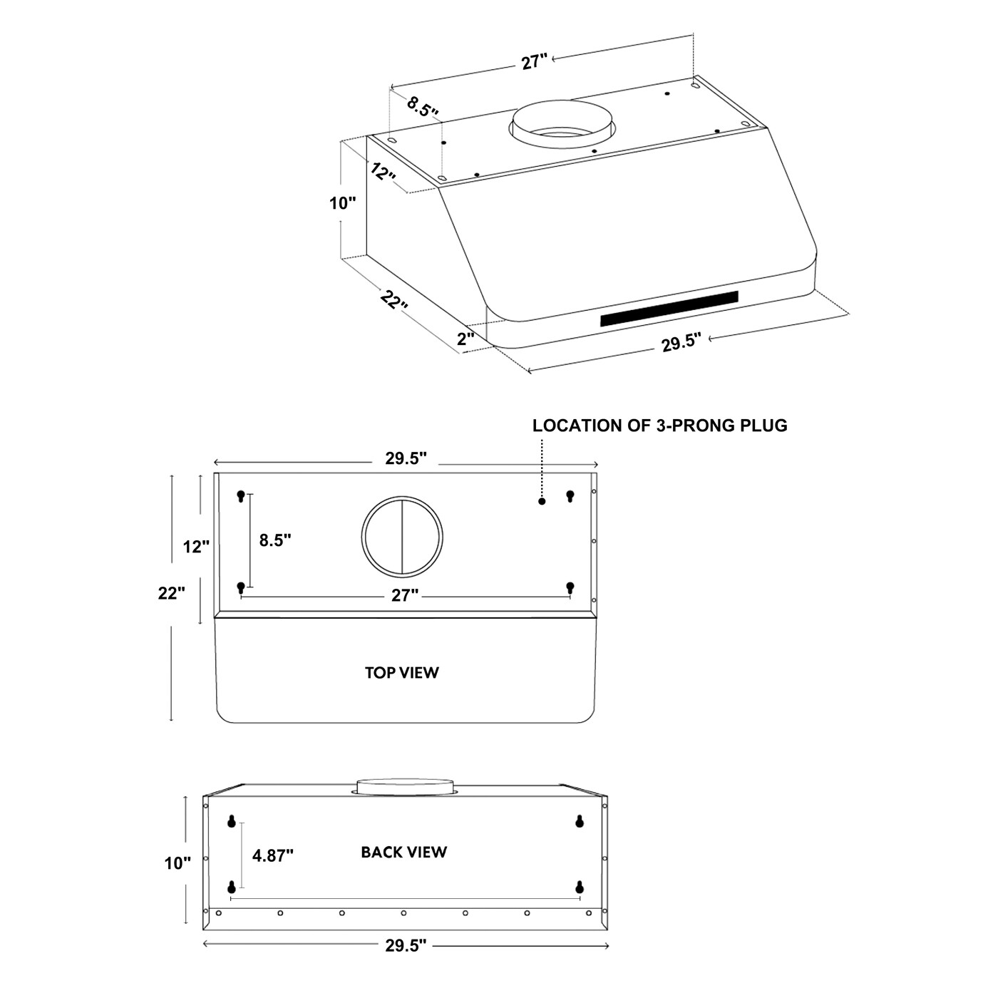 30 In. Under Cabinet Range Hood (OPEN BOX) LED Lights, Stainless Steel Filters