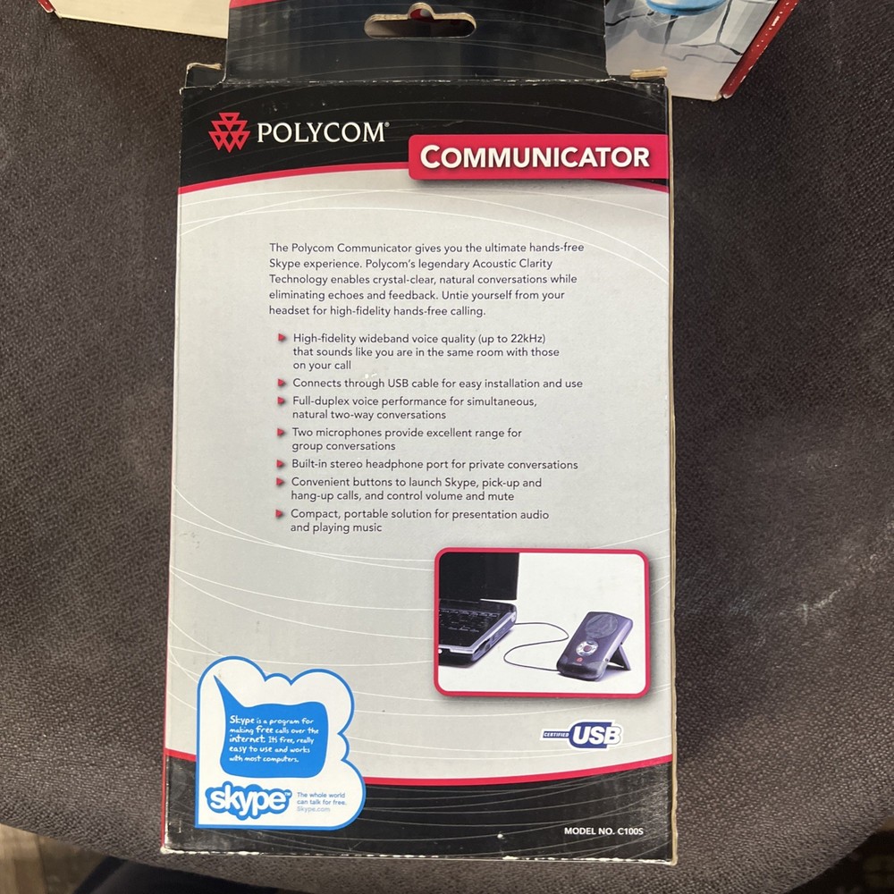 Polycom Communicator C100S USB Desktop Speaker Phone Microphone Skype
