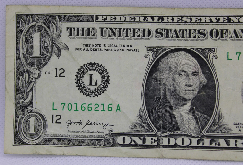 Odometer Error Note Fancy Serial Number One Dollar Bill E66996410C Triple 6s