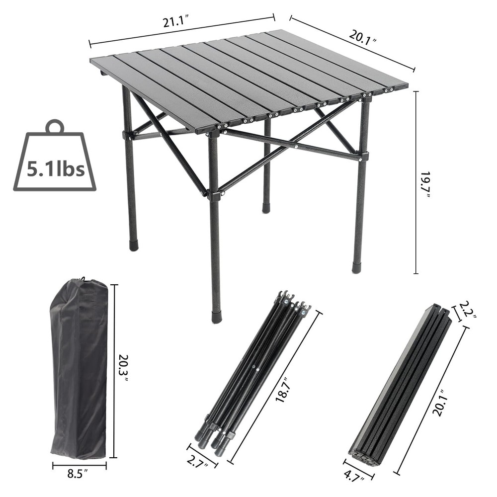 Portable Camping Table Folding Side Table Aluminum Lightweight Table with Car...