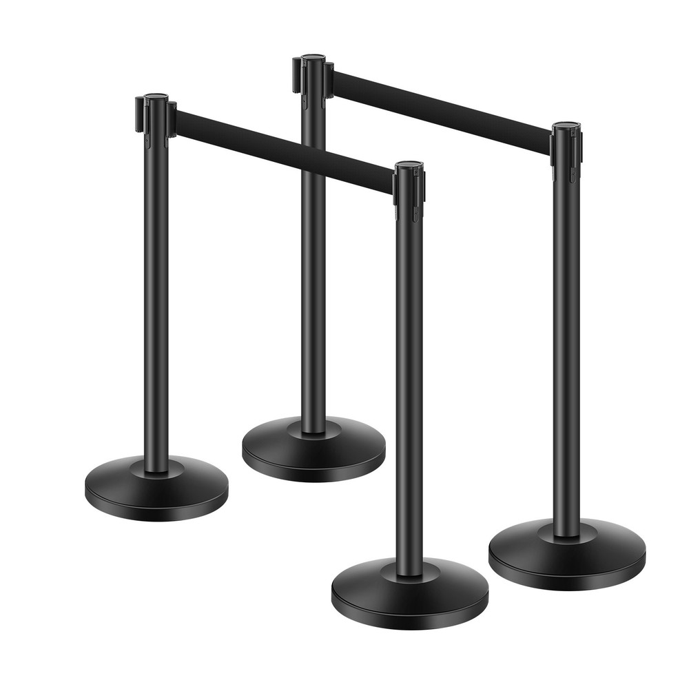 VEVOR 4Pcs Stanchion Post Crowd Control 4 Retractable Belts Sand Injection Base