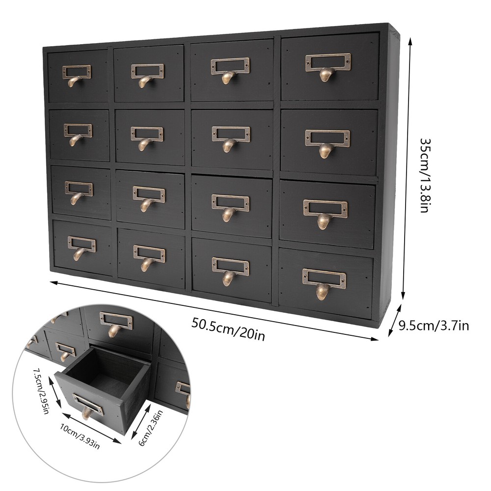 16-Drawer Storage Cabinet with Rustic Design for Organizing Essentials
