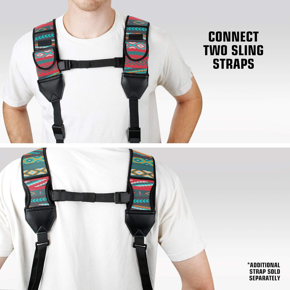 Camera Sling Shoulder Strap - Adjustable Neoprene, Safety Tether, Accessory Pock