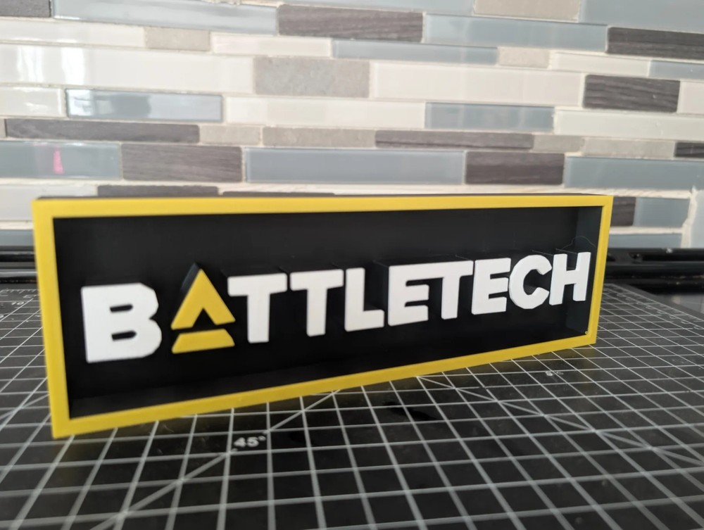 BattleTech Logo Sign 3D Printed Desktop Display Game Room Decor Plaque