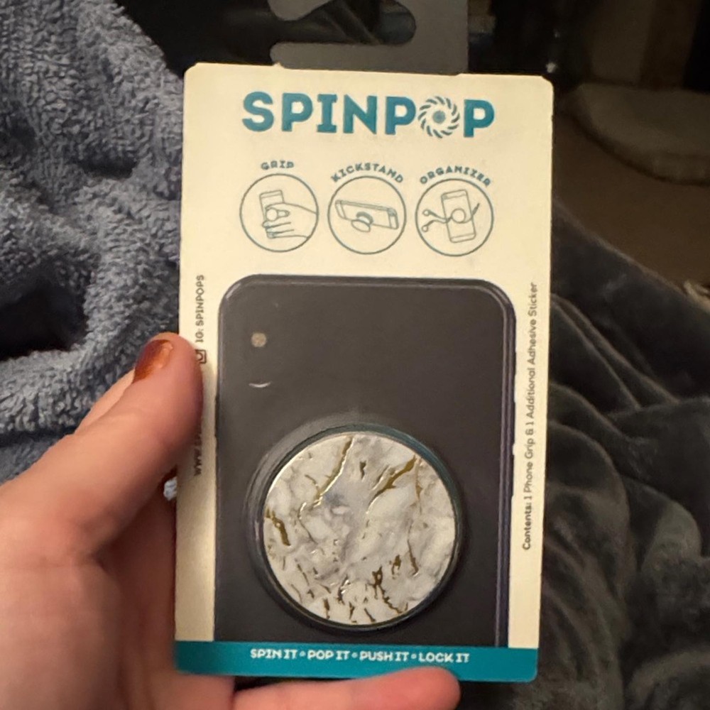 Marble Phone Grip - White