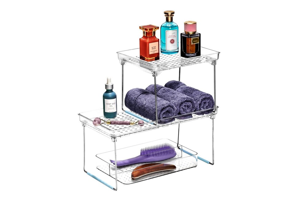 madesmart Stacking Shelf, Large, Vertical Storage with Airflow Regular, Blue