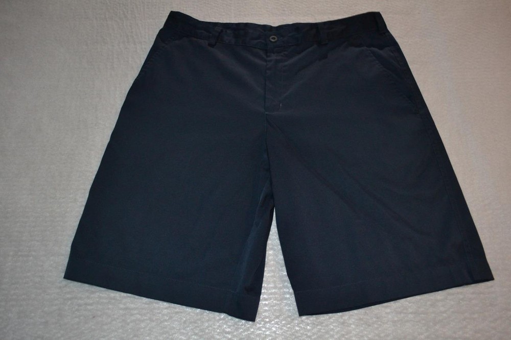 34144 Nike Golf Shorts Flat Front Blue Polyester Size 34 Mens