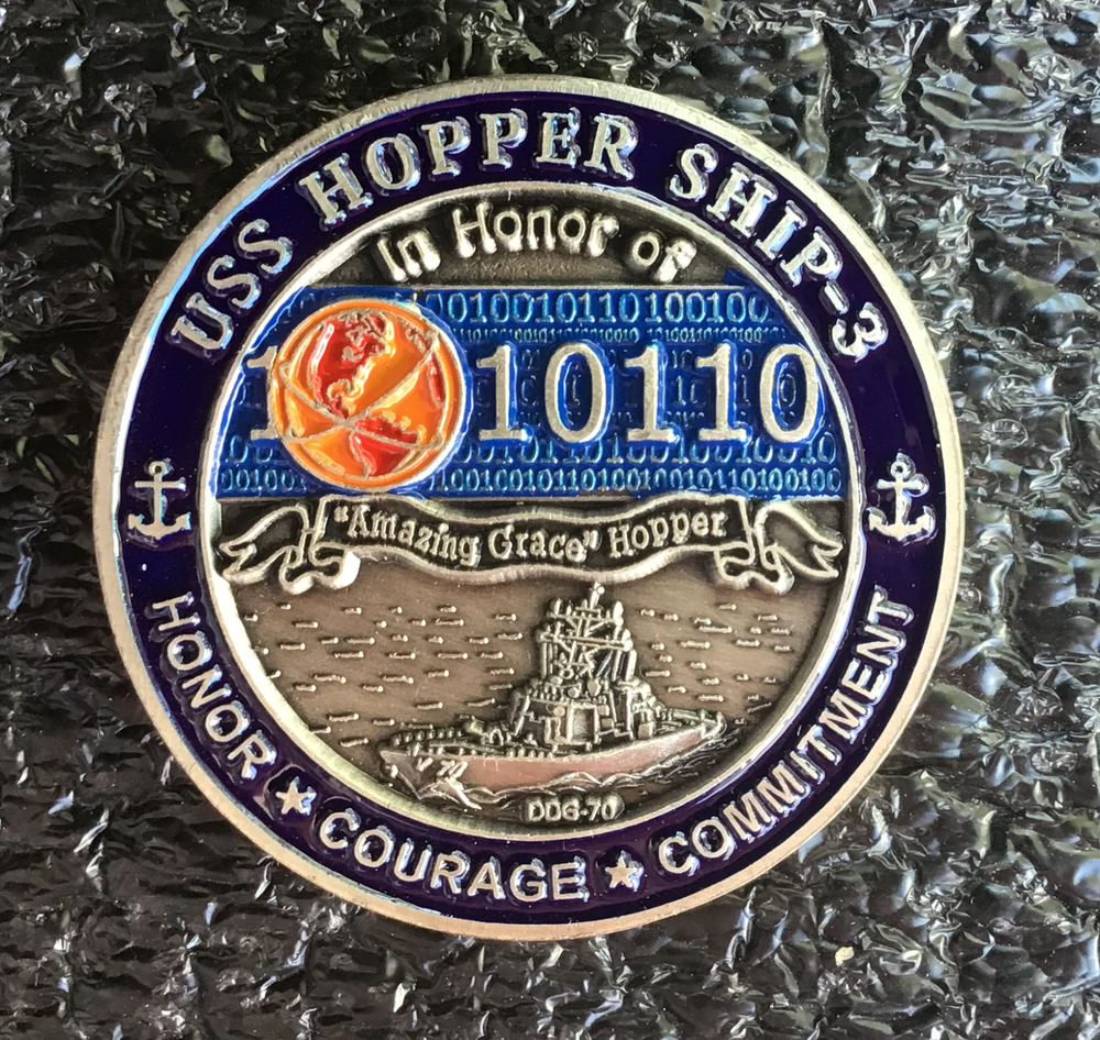 ~ USS Hopper ~ Ship 3 ~ US Navy Recruit Training Command Challenge Coin
