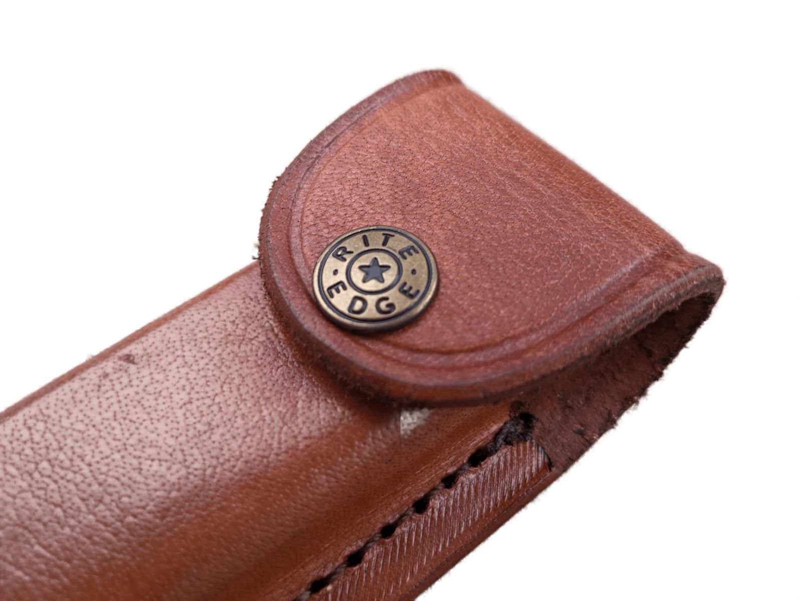 NEW Folding Pocket Knife Sheath 4" Brown Genuine Leather Belt Case