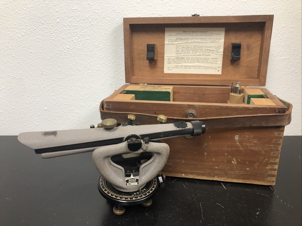 Vintage Berger Engineering Instruments Surveying Transit Scope 200A Original Box