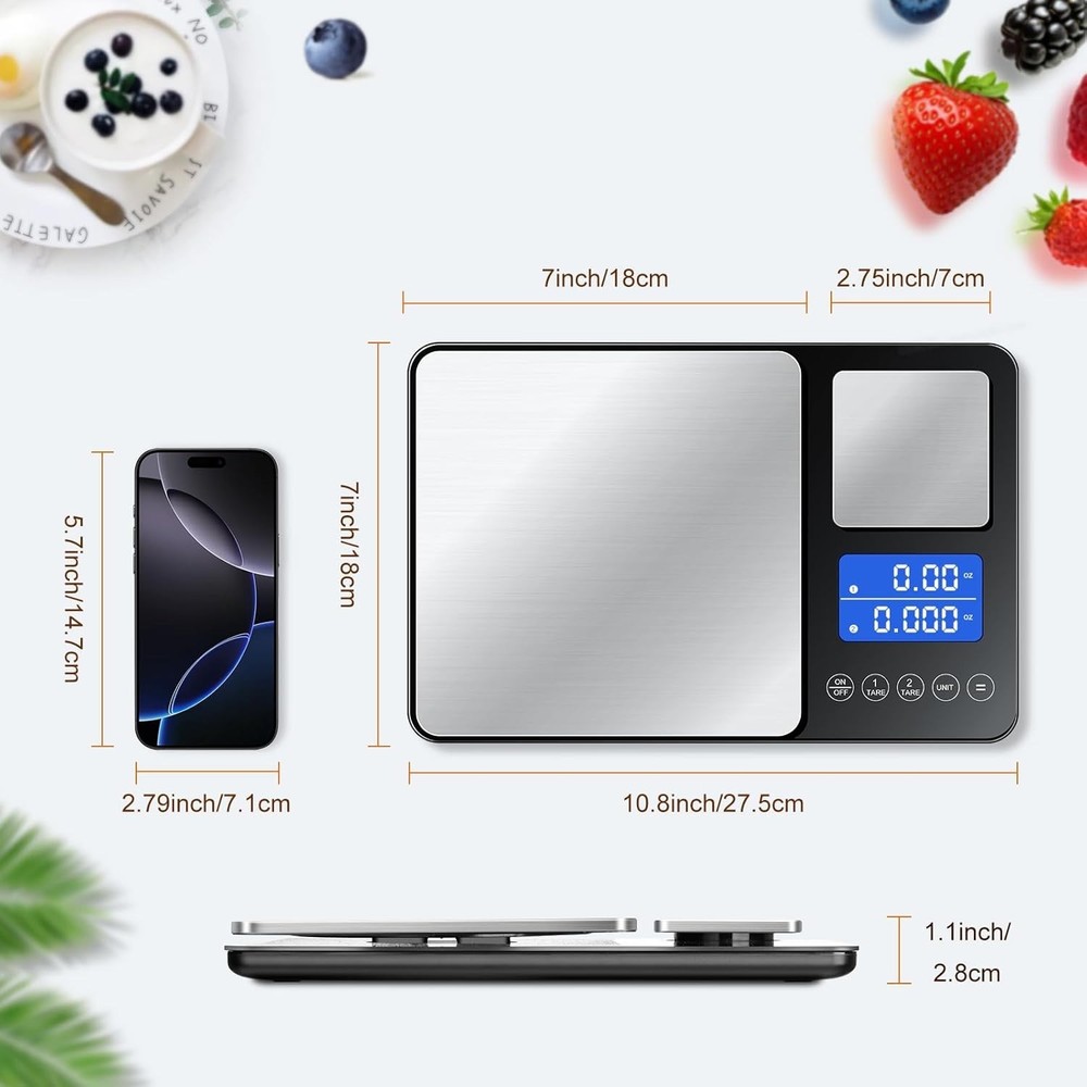 Versatile 7-Unit Kitchen Scale - Tare Function, LCD Display, 33lbs Capacity