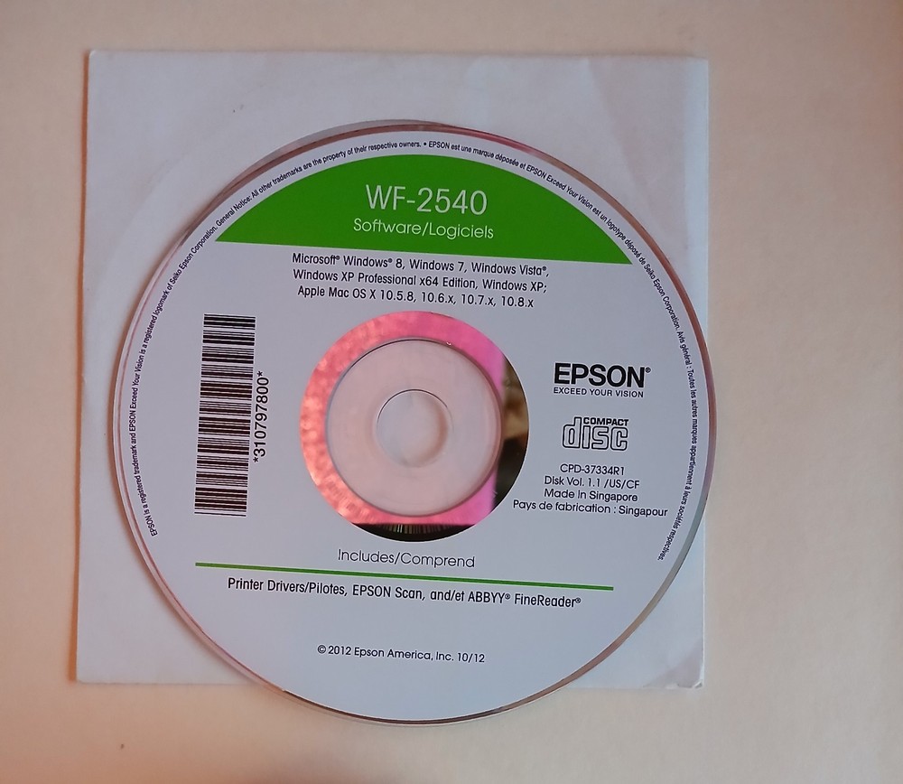 EPSON WORKFORCE WF-2540 SOFTWARE CD