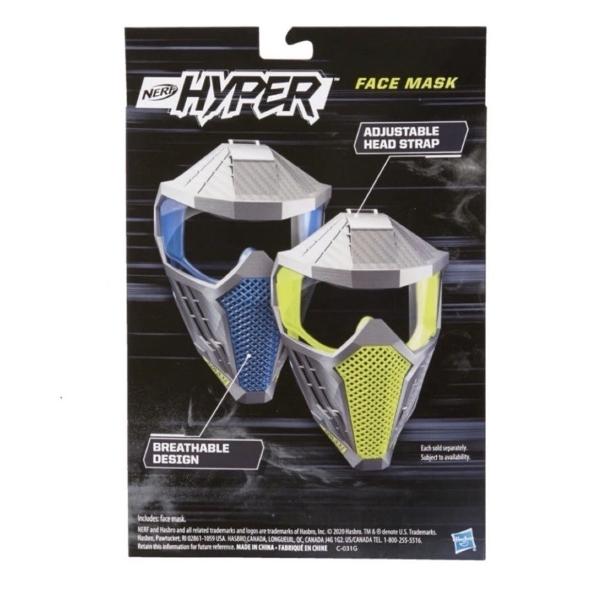 Nerf Hyper Face Mask Green Breathable Design Adjustable Head Strap Hasbro 14+