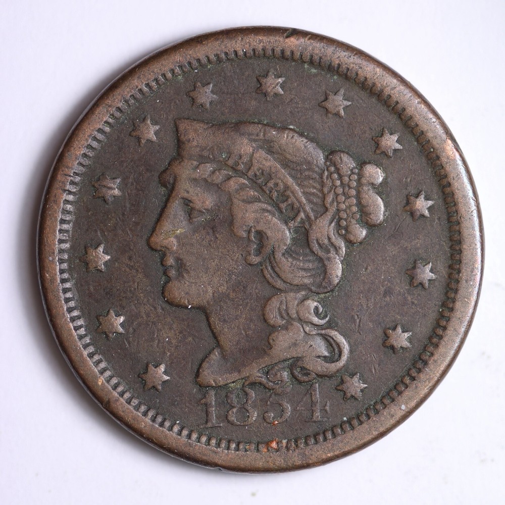 1854 Large Cent FINE OLD GREAT COIN B047 JCF