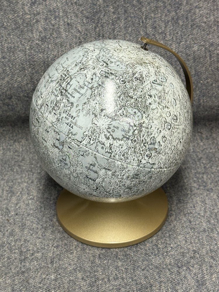 Replogle Globe The Moon Authentic 6” Model Vintage Includes Manned Landing Sites