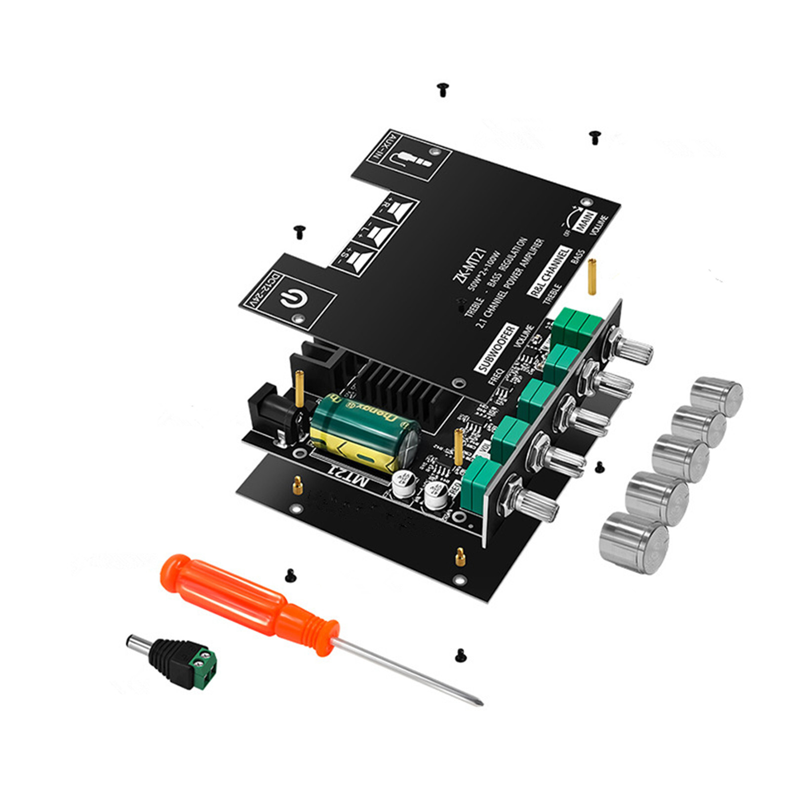 ZK-MT21 Bluetooth 5.0 Subwoofer Amplifier Board High Low Tone AMP 2.1 Channel