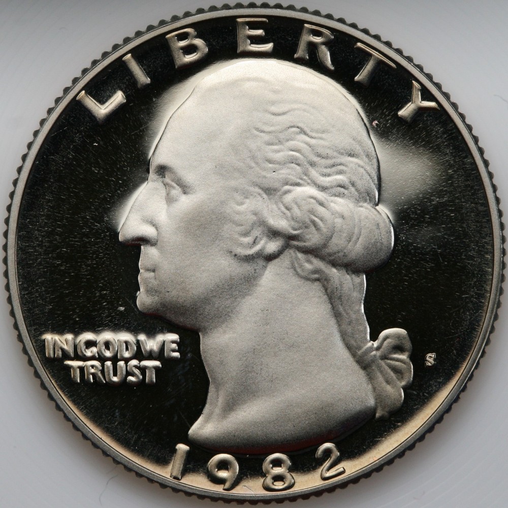 1982 S Gem DCam Proof Washington Quarter CN-Clad