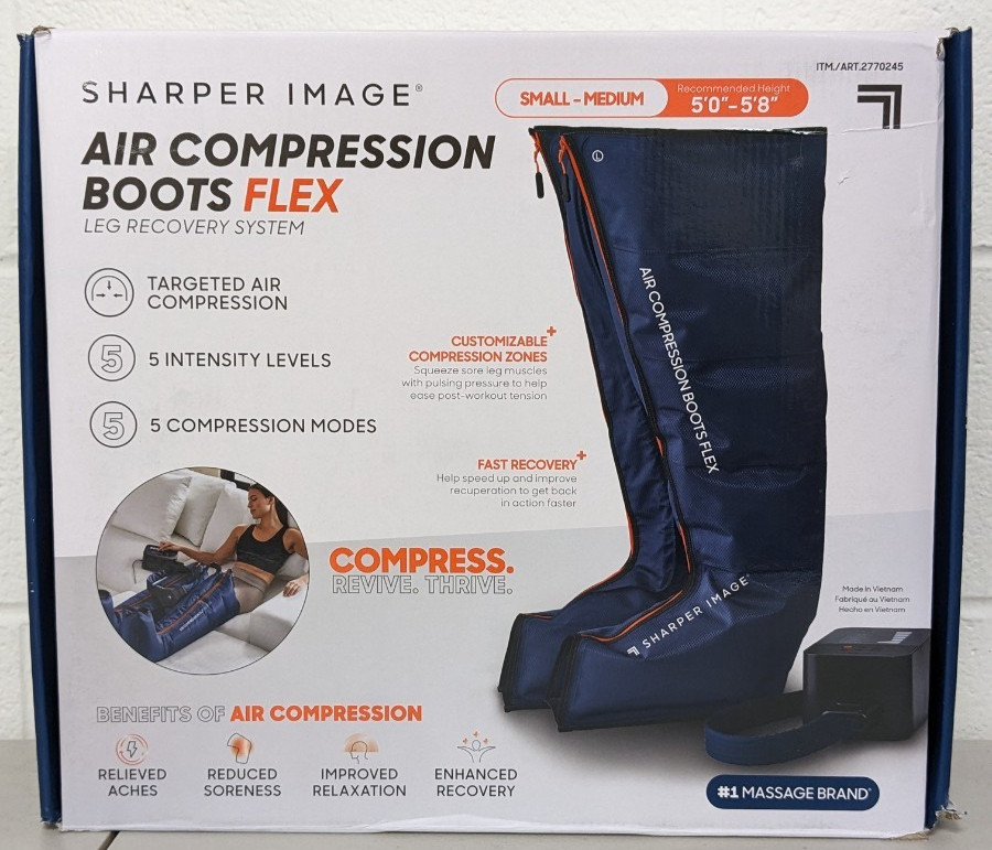 Sharper Image Air Compression Boots Flex Leg Recovery System Small/Medium (Blue)