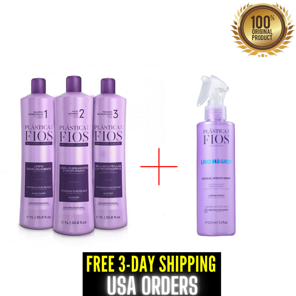 Cadiveu Plastica dos Fios Keratin Treatment 3 x 1L + Cadiveu Liso Magico 215 mL