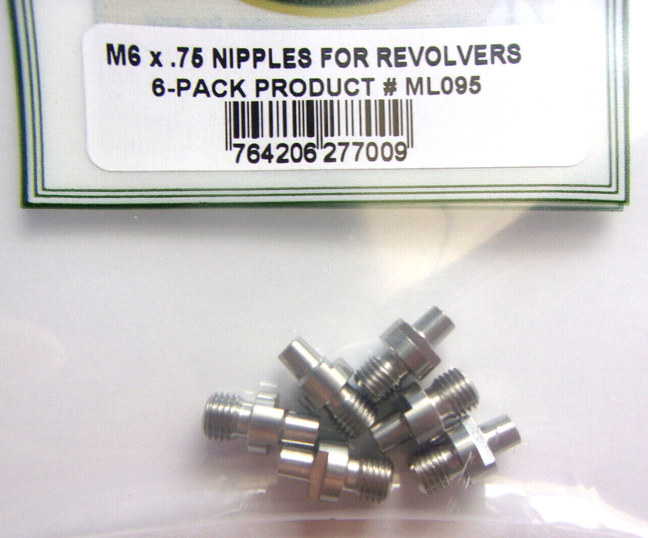 6 Revolver Nipples 6x.75  Fits #10 Caps- For Pietta 1858, 1851, 1860 - Stainless