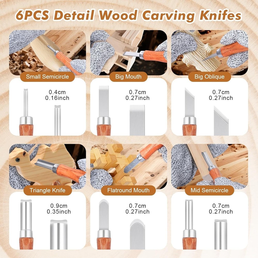 Essentials Wood Carving Knife Set: 42 Tools for Beginners & Professionals