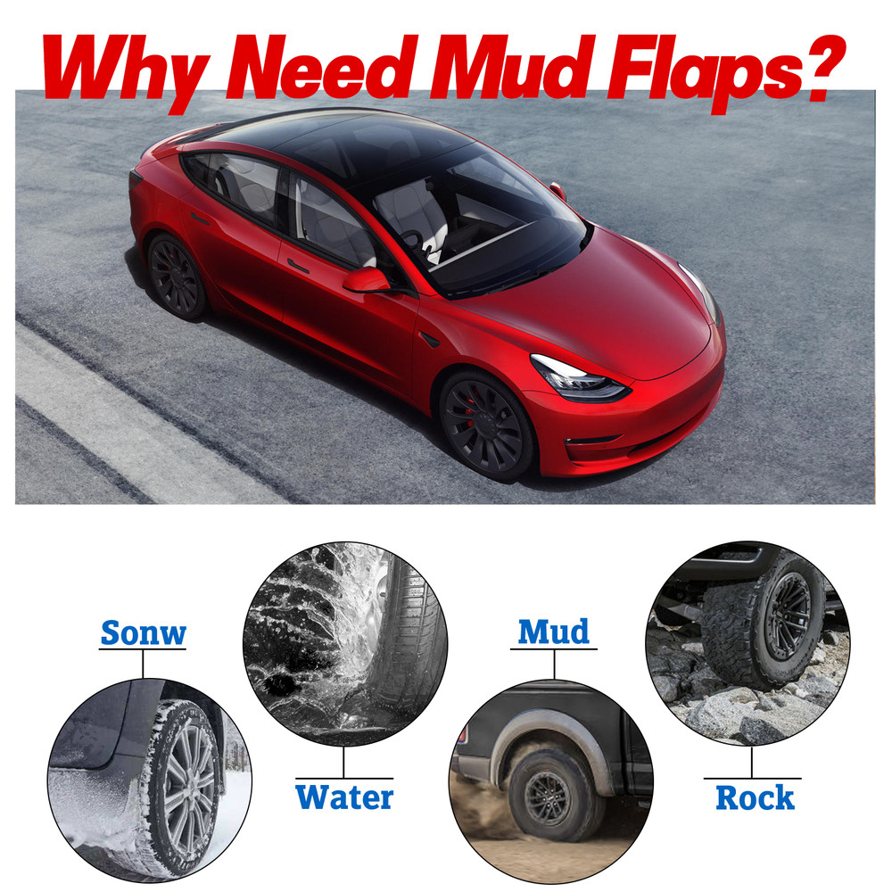 4pc For Tesla Model 3 2016-2024 Mud Flaps Splash Guards Front & Rear Left Right