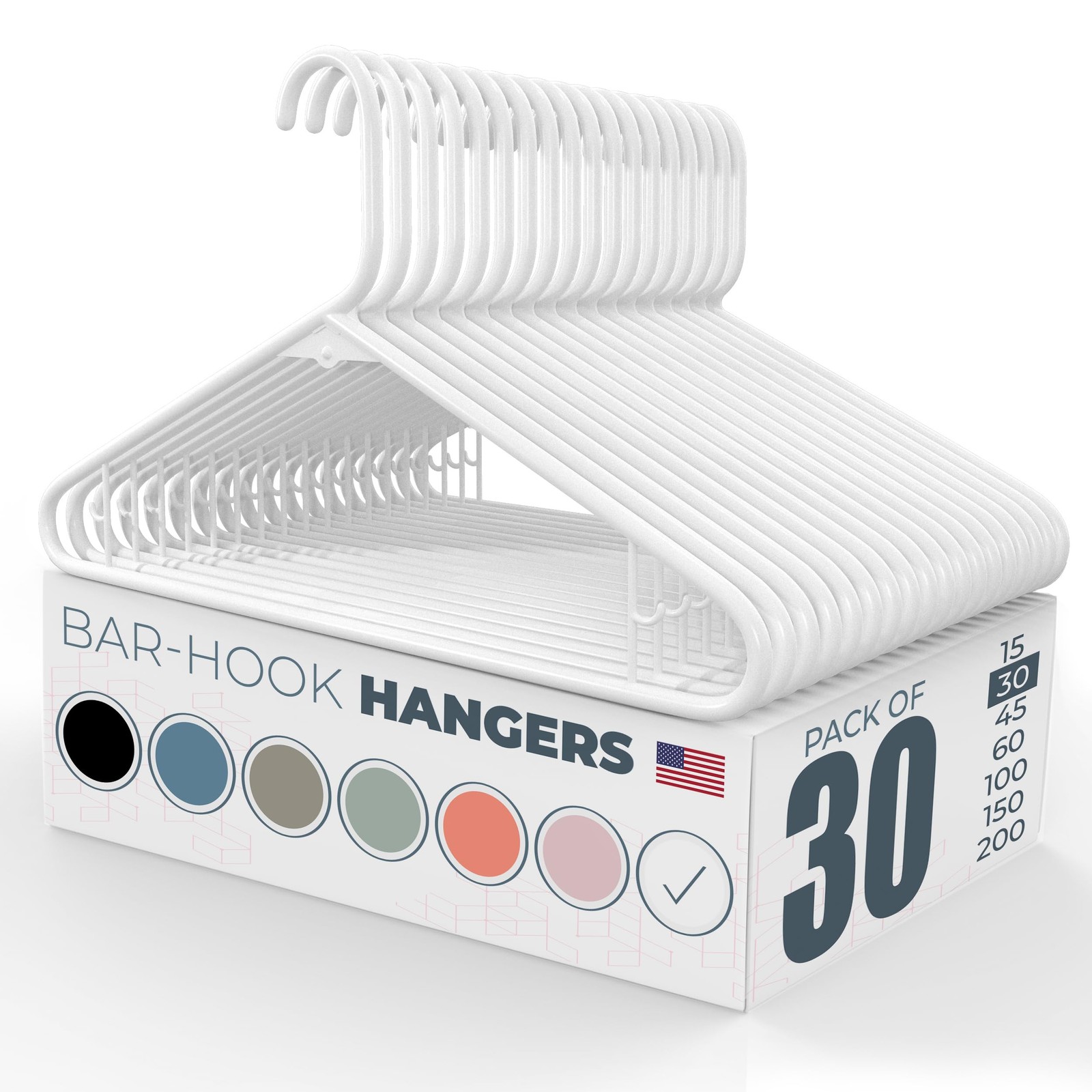 Made in USA Strong Clothes Hangers Bulk, 20-100 Pack Available, Heavy Duty