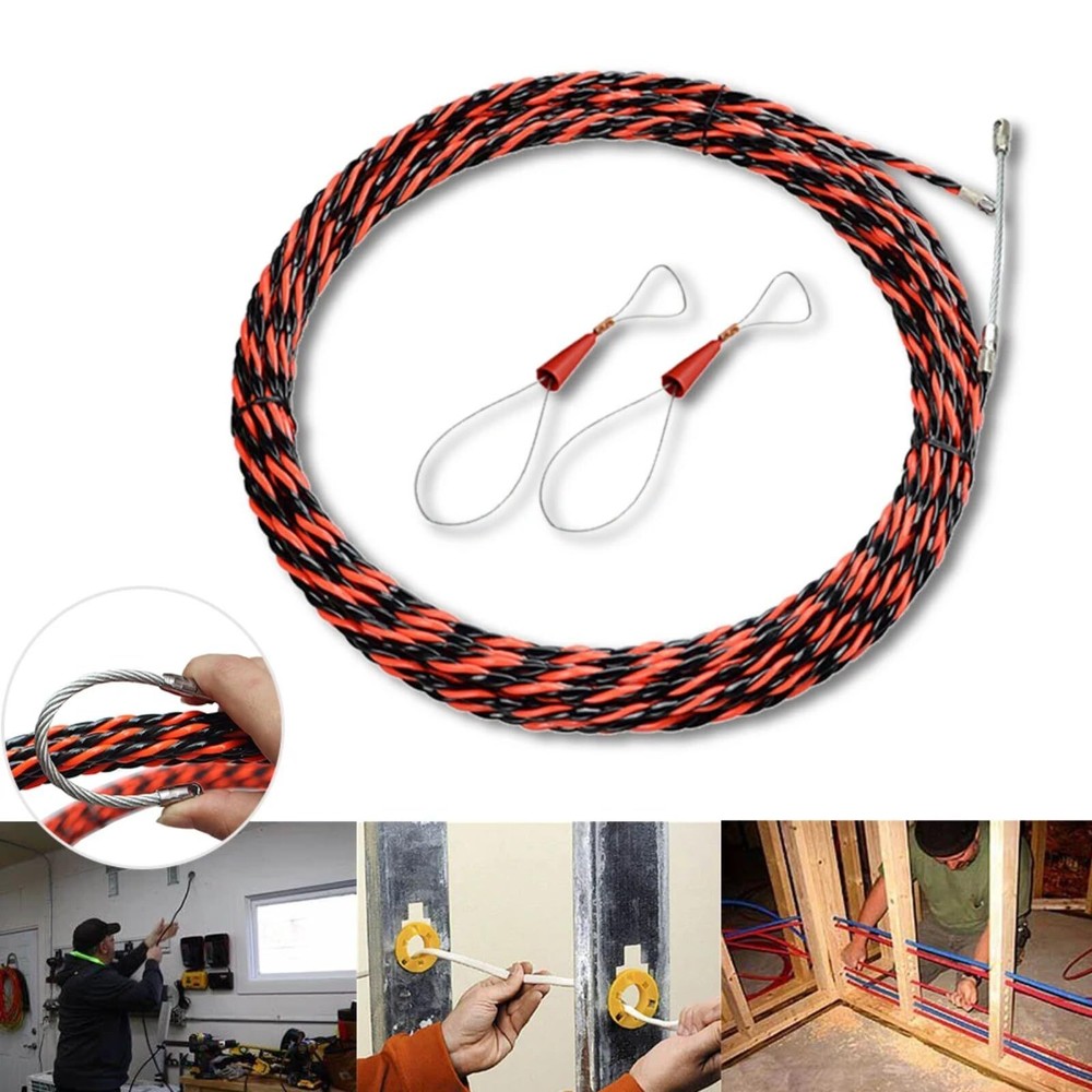 Fish Tape Wire Puller Through Wall Wire Threader OD 6mm Plus Fish Cable Faste...