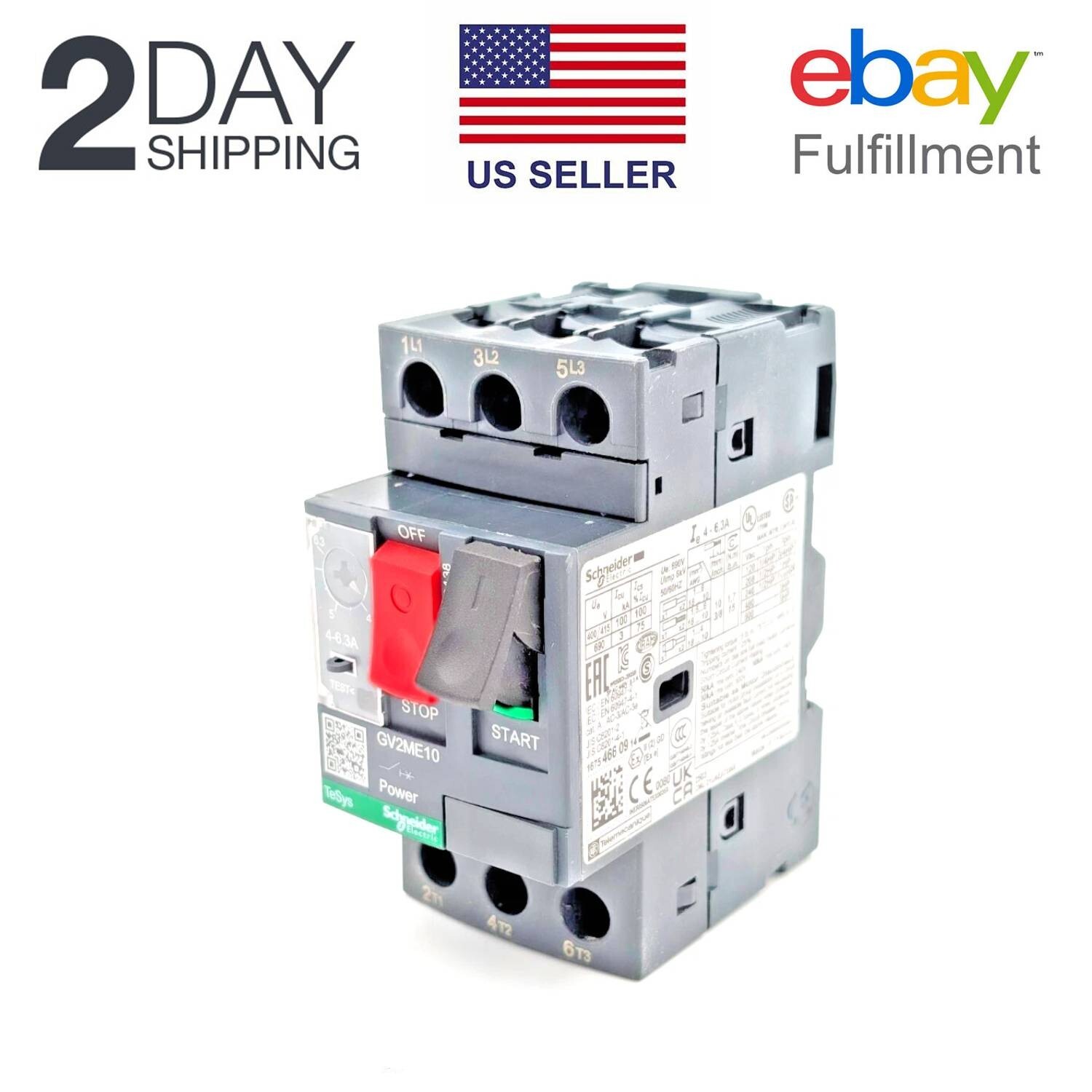 Schneider Electric GV2ME10 Manual Motor Circuit Breaker 3P 4 to 6.3A USA STOCK