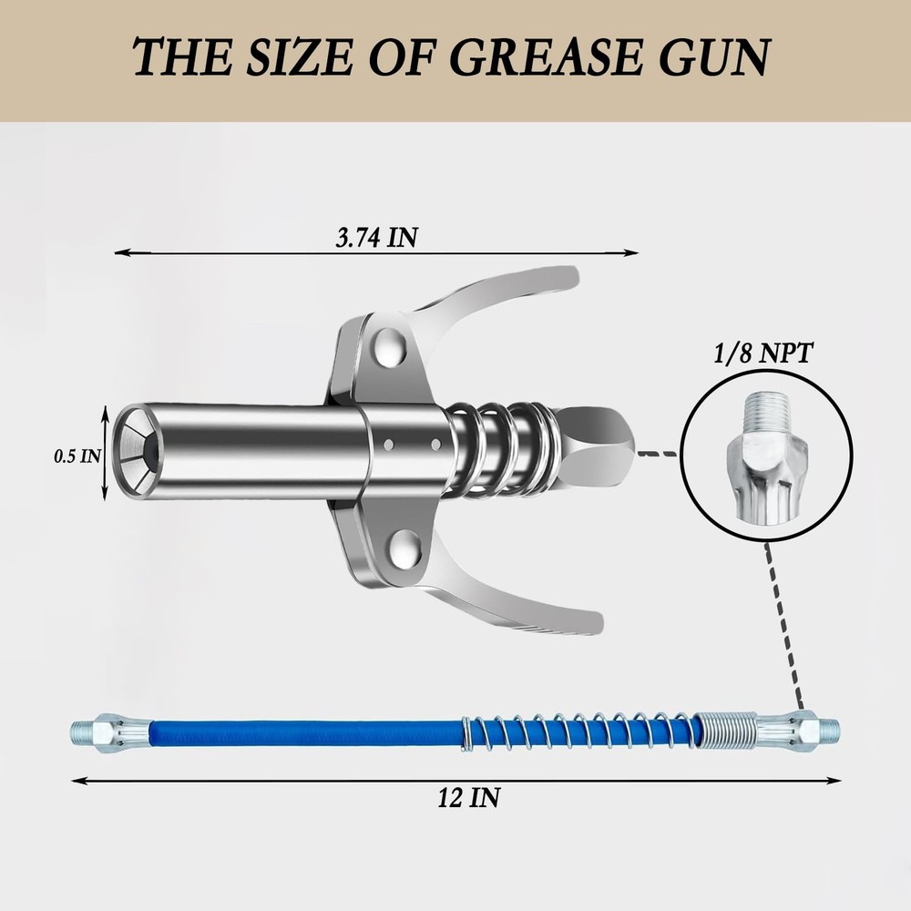 ArvezVoy Grease Gun Tip, Includes 2PCS Coupler, 1PC 12pcs