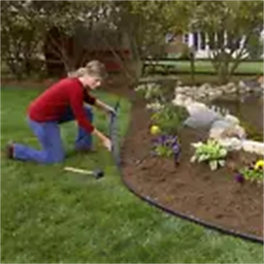 Landscape L-shaped Lawn Garden Edging Kit 60FT Flexible Border Paver & 24 Stakes