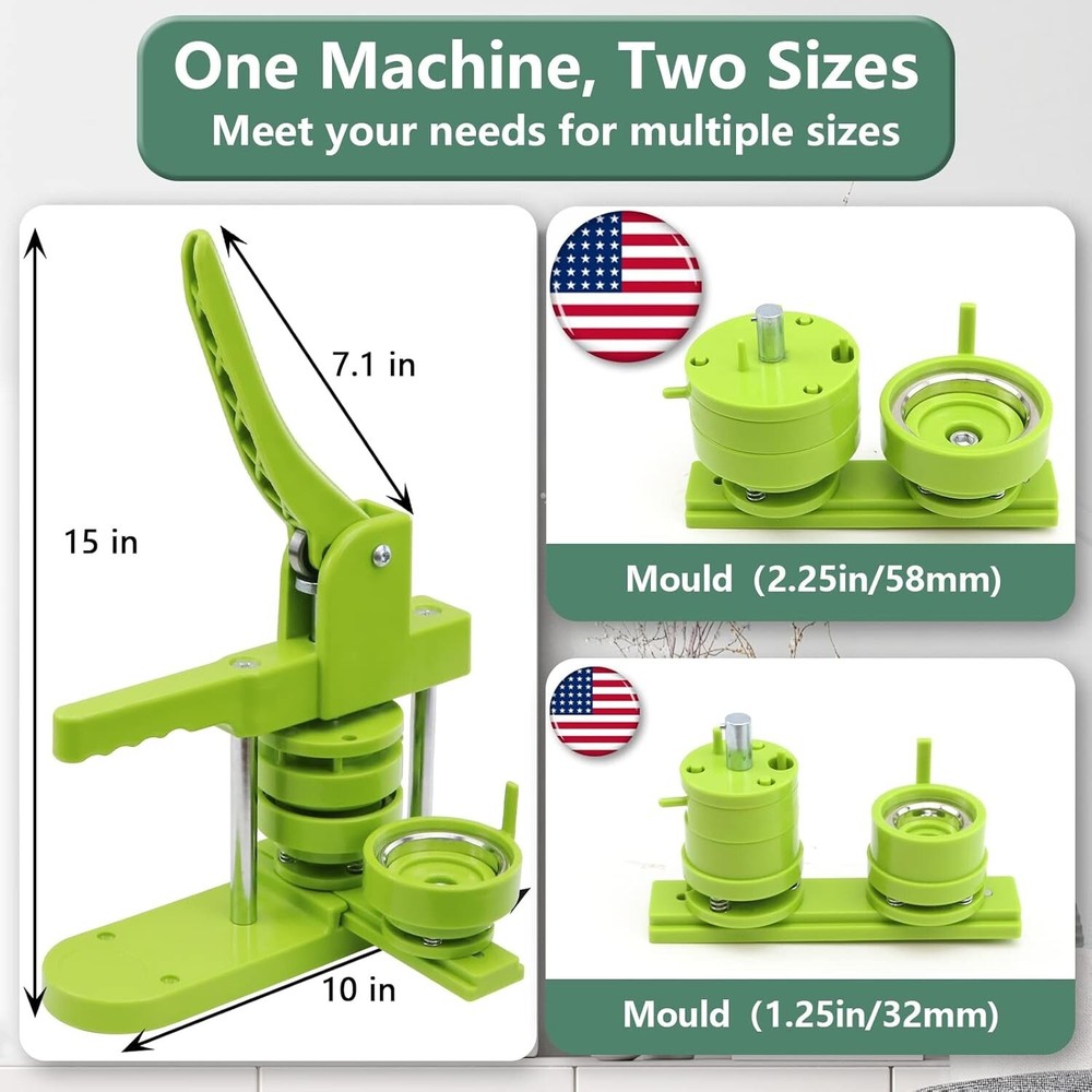 Button Maker Machine Multiple-Sizes - Pin Maker Machine 1.25 inch+2.25 inch, ...