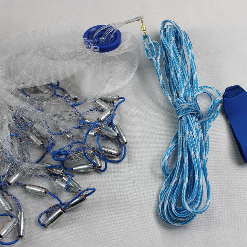 14ft Fishing Cast Net Quick Throw Nylon Mesh Drawstring Chain Bottom Spread