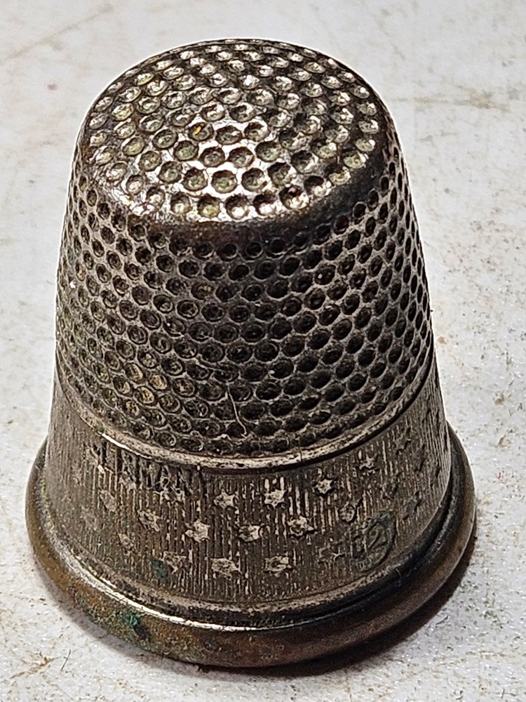 Victorian Era Sterling Silver Star Pattern Thimble Antique Sewing Accessory