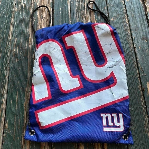 New York Giants blue and red drawstring bag