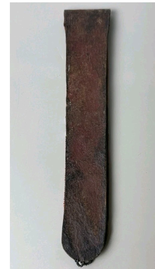 Antique African Maasai Beaded Leather Strap 8" Petina & Handbeading - Decorative