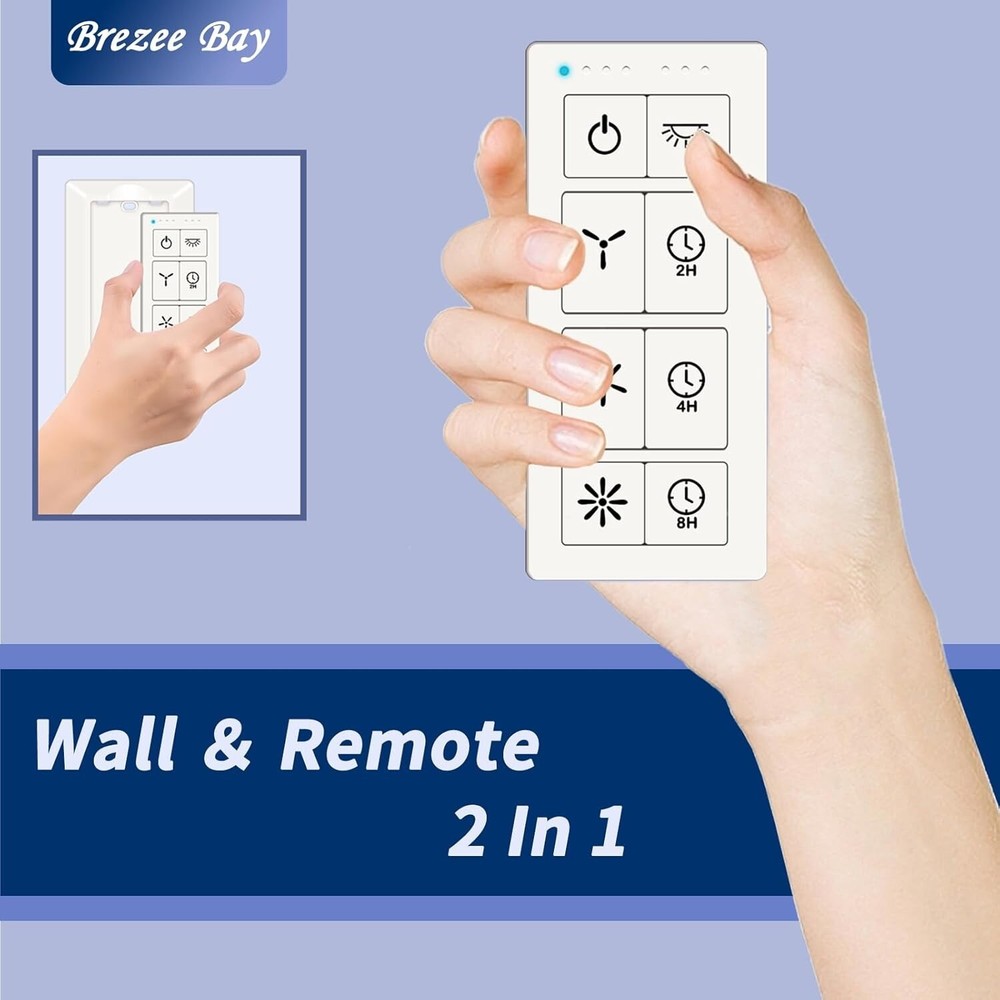 White Ceiling Fan Remote Control & Dimmer Switch with Timer Settings - 3-Speed